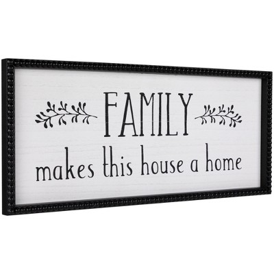 Family Makes This House a Home Black and White Wood Framed Wall Art
