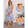 INSPIRE CHIC Women's Floral Print Midi Sleeveless Smocked Ruffle V Neck Flowy Boho Beach Dress - 2 of 4