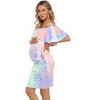 Clearlove Maternity Dress Women's Off Shoulder Casual Maxi Dress Maternity Dress for Babyshower Photography - 3 of 4
