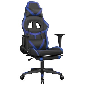 vidaXL Gaming Chair with Footrest, Black and Blue, Faux Leather - 1 of 4