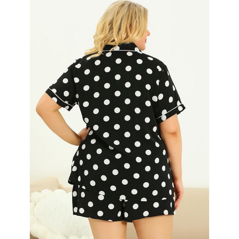Agnes Orinda Women's Plus Size Bottom Polka Dots Short Sleeve Home Pajama Sets, 5 of 7