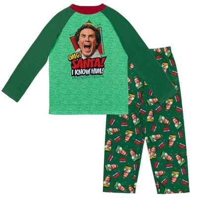 Elf Christmas Pullover Pajama Shirt and Pants Sleep Set Little Kid to Big Kid