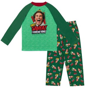Elf Christmas Pullover Pajama Shirt and Pants Sleep Set Little Kid to Big Kid - 1 of 4
