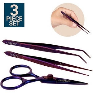 O'Creme Stainless Steel Precision Kitchen Culinary Fine-Tip Tweezer Tongs, Set of 3 - 1 of 4