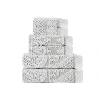 6pc Laina Turkish Cotton Bath Towel Set Gray - Enchante Home