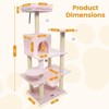 Costway 58” Tall Multi-level Cat Tree with Upholstered Perch & Cat Condo, Comfy Hammock Beige/Green+Orange/Light Gray/Dark Gray/Pink - 3 of 4