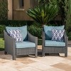Christopher Knight Home Antibes Outdoor Wicker Club Chairs with Cushions (Set of 2), Gray/Teal - 2 of 4