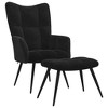 VidaXL Relaxing Chair with a Stool Black Velvet - 2 of 4