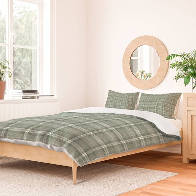 Little Arrow Design Co Fall Plaid Duvet Cover Set Sage Green - Deny Designs