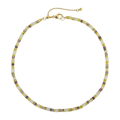 Slate by Rebl Natural Stone Beads Necklace  Stainless Steel