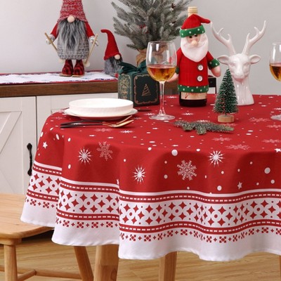 Christmas Tablecloth Snowflake Christmas Table Cloth Washable Xmas Decorative Table Cover for Holiday Party Indoor Outdoor