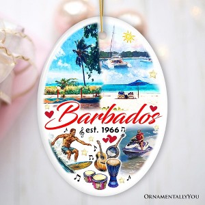 Artistic Tropical Barbados Landmarks and Beaches Ornament, Travel Caribbean Paradise Christmas Souvenir| OrnamentallyYou - 1 of 4