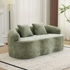 Loveseat High-Density Sponge Curved Armrest Sofa with 2 Pillows, Cream Color - 2 of 4