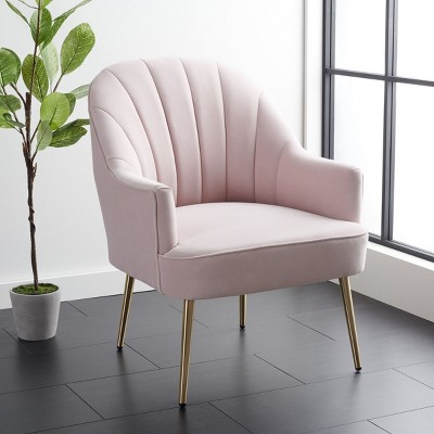 Areli Light Pink Velvet and Gold Accent Chair