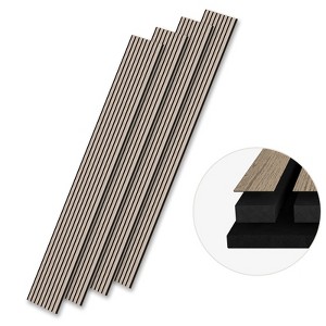 SMARTSTANDARD 94.09 in. x 12.6 in. x 0.9 in. Slat Wood Acoustic Sound Absorbing 3D Decorative Wall Paneling, 4-Pack - 1 of 1