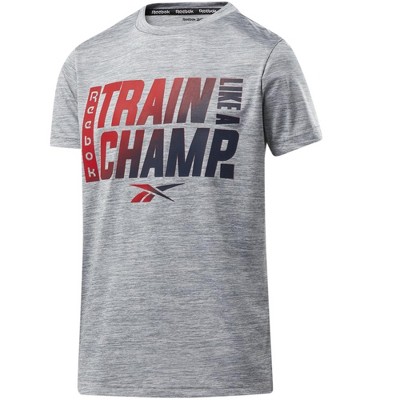 Reebok Boys Train Like A Champ Graphic T-Shirt, Grey, S