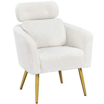 Yaheetech Boucle Barrel Accent Chair with Adjustable Headrest
