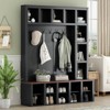 TIRAMISUBEST Farmhouse Wooden Style Hall Tree- Black Entryway Organizer - 2 of 4