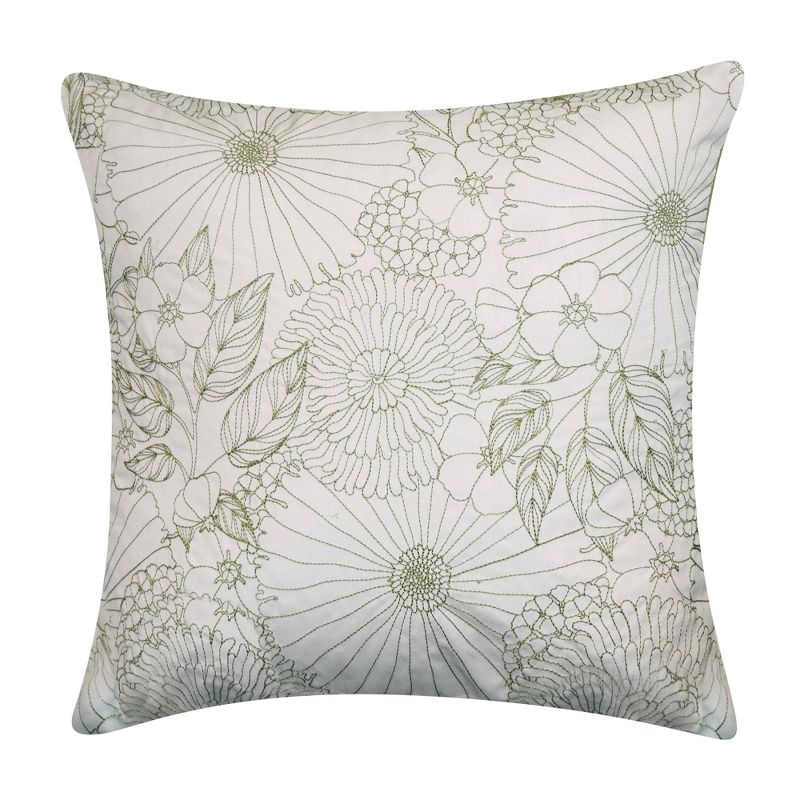 18" x 18" Fine Line Embroidered Floral Decorative Patio Throw Pillow - Edie@Home, 1 of 6