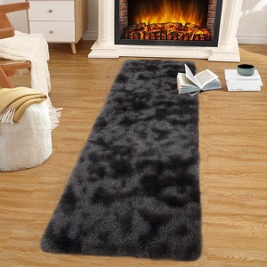 Fluffy Shaggy Rug: Tie-Dyed Furry Non-Shedding Plush Rug – Fuzzy Accent Carpet for Living Room, Bedroom | Soft Feet-Friendly Home Decor Floor Cover - 1 of 4