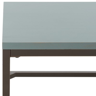 48" Barn Blue Pine Wood Rectangular Coffee Table with Storage