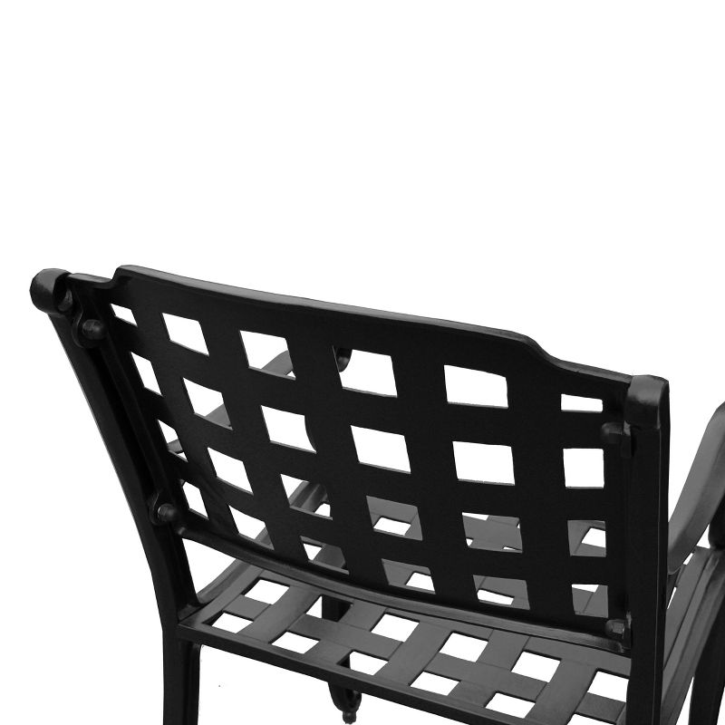 Modern Outdoor Mesh Cast Aluminum Dining Chair - Black - Oakland Living, 4 of 7