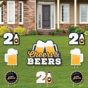 Big Dot of Happiness Cheers and Beers to 21 Years - Yard Sign and Outdoor Lawn Decorations - 21st Birthday Party Yard Signs - Set of 8 - 1 of 4