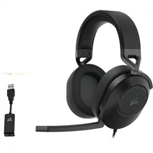 Corsair HS65 SURROUND Wired Gaming Headset - Carbon - Mini-phone (3.5mm) - Wired - 32 Ohm - 20 Hz to 20 kHz - On-ear - Binaural - 0.07" Cable - 1 of 4