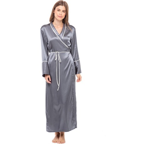 Alexander Del Rossa Women's Classic Waist Tie Satin Lounge Robe With ...