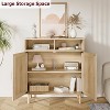 Rattan Sideboard Buffet Cabinets - 2-Door Storage with Shelf, Modern Dining Room, Coffee Bar Furniture, 36"H - 3 of 4
