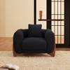 Mid Century Modern BLACK Arm Accent Chair with Lamb Wool Fabric, Upholstered Living Room Chairs with Waist Cushion - Morden Fort - 2 of 4