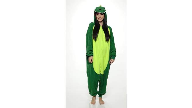 FUNZIEZ! - Dinosaur Adult Unisex Novelty Union Suit Costume for Halloween, 2 of 8, play video