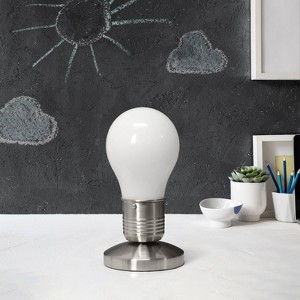 Edison Style Minimalist Idea Bulb Mini Touch Desk Lamp White - Simple Designs: ETL Listed, Metal Base, Glass Shade - 1 of 4