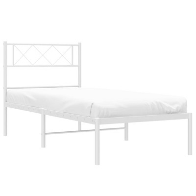 vidaXL Classic White Metal Bed Frame - Robust Steel Construction with Integrated Headboard