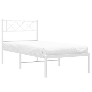 vidaXL Classic White Metal Bed Frame - Robust Steel Construction with Integrated Headboard - 1 of 4