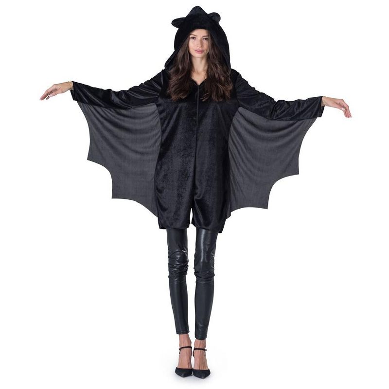 Dress Up America Bat Costume for Women - Adults Black Halloween Bat Jumpsuit, 1 of 3