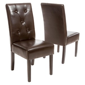 Taylor Bonded Leather Dining Chairs - Chocolate Brown (Set of 2) - Christopher Knight Home