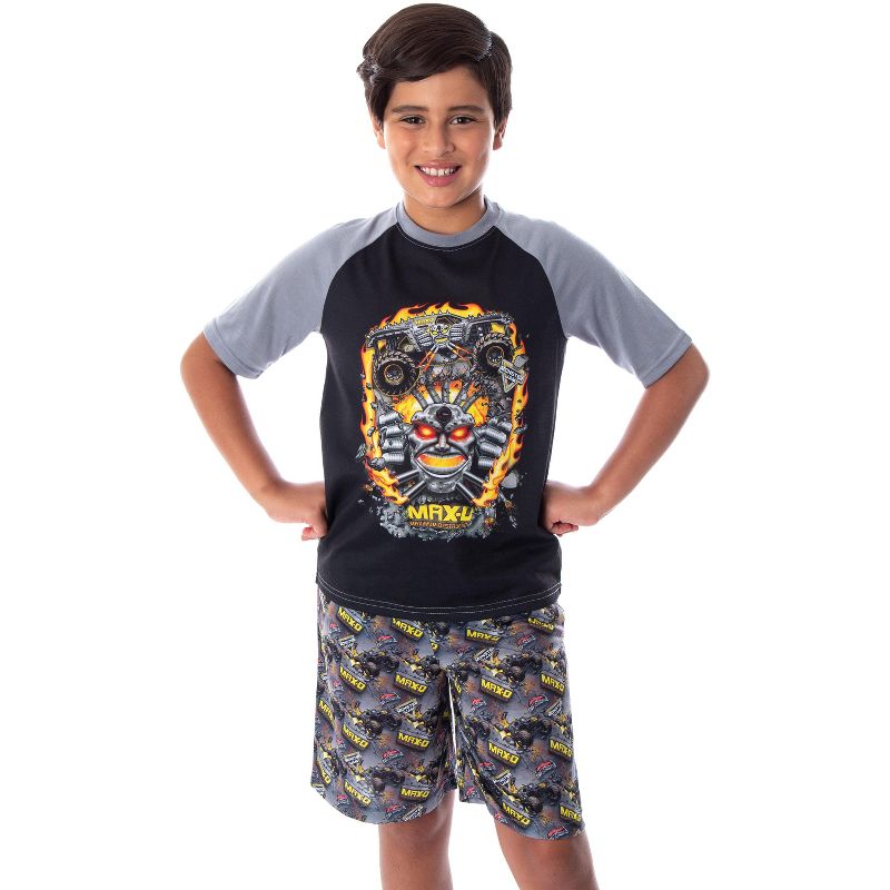 Monster Jam Boys' MAX-D Monster Truck 2 PC Shirt And Shorts Pajama Set, 1 of 6