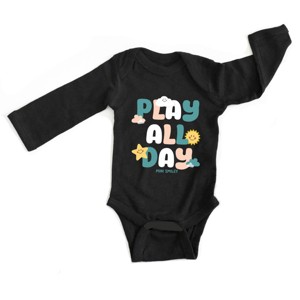 The Juniper Shop Mini Smiley Play All Day Long Sleeve Bodysuit - 18M - Black - 1 of 4