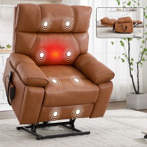 PAGED Power Lift Recliner Chair, Heating Massage Chair with Cup Holder and Side Pocket, Chenille Accent Chair for Bedroom, Living Room - 1 of 4