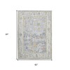 Ivory Blue And Green Floral Area Rug - 3 of 4