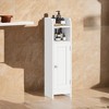 Small Bathroom Floor Cabinet with Adjustable Shelves - White Narrow Storage Organizer - 3 of 4