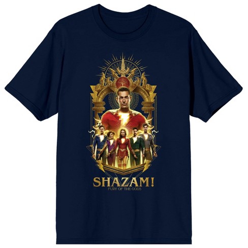 Shazam 2 Fury Of The Gods Shazam Family & Thrones Crew Neck Short Sleeve Navy Men's T-shirt - image 1 of 3