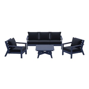 WestinTrends Avalon Outdoor 6-Piece Modular Sectional Patio Furniture Sofa Set, Navy Blue/Navy Blue - 1 of 4