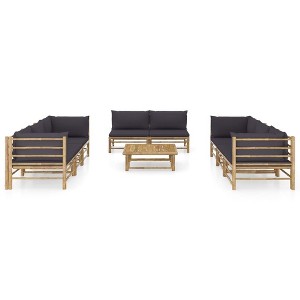 vidaXL Garden Lounge Set Dark grey Bamboo and 100% polyester Large - 1 of 4