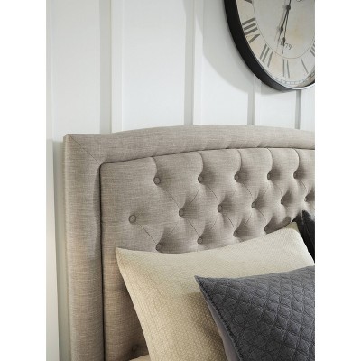 Transitional Queen Upholstered Bed with Tufted Headboard, Gray