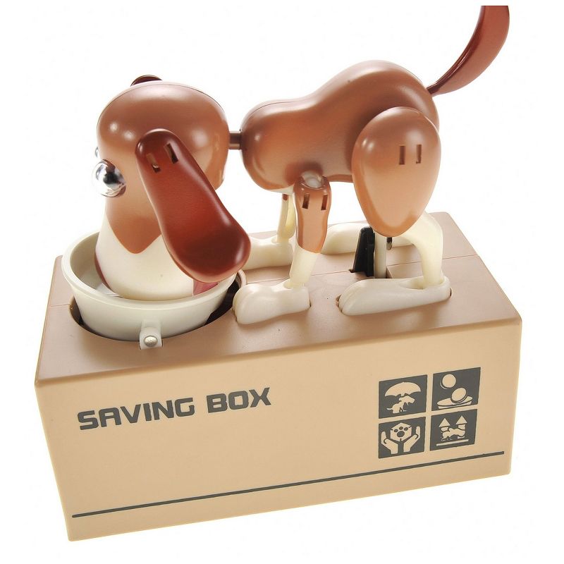 Insten My Dog Piggy Bank, Robotic Coin Munching Money Box, Kids Toys Birthday Gift, White Brown, 5 of 6