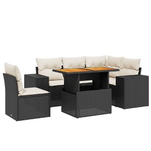 vidaXL Garden Sofa Set Black, Cream White - 1 of 4