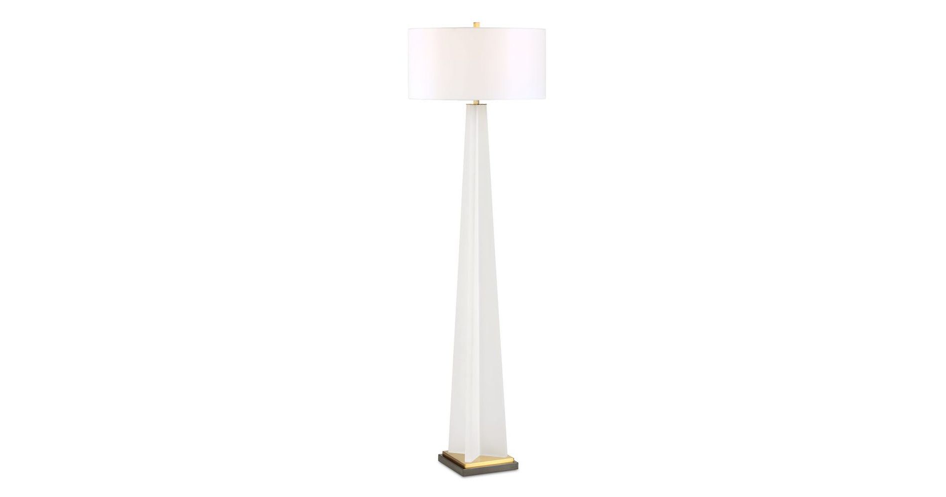 White Acrylic Floor Lamp with Iron Base and Linen Drum Shade 66.25"H by Uttermost