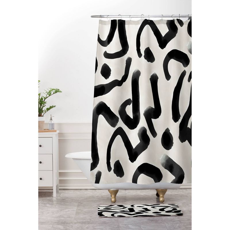 Deny Designs Jacqueline Maldonado Black Brushstroke Ecru Shower Curtain, 4 of 5